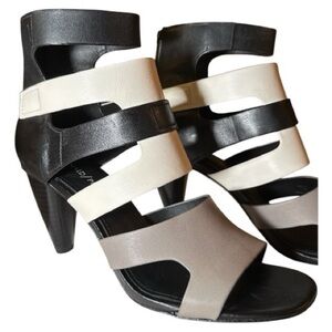 Donald Pliner Paula Strappy High Heel Sandals - Black, White & Gray